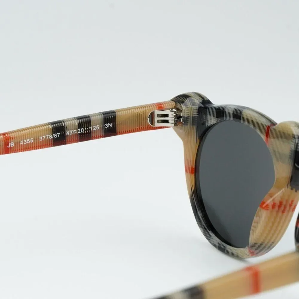 NEW Burberry JB4355 KIDS 377887 Vintage Check Dark Grey Round Unisex Sunglasses